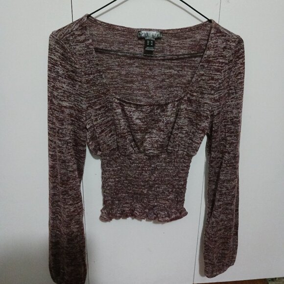 Revamped Burgundy/Maroon Long Sleeve Top with Ruched Hem Women's Size XS - Picture 1 of 4